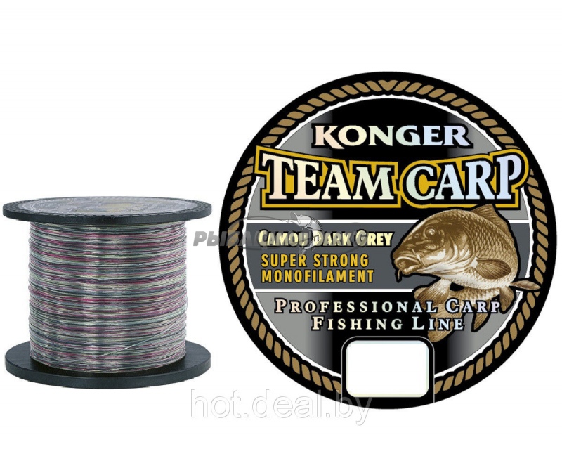 Леска рыболовная TEAM KARP CAMOU DARK GRAY 0,25mm / 1000м фото 1