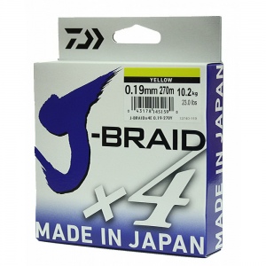 Леска плетеная DAIWA J-Braid X4 0.19мм / 135м Yellow