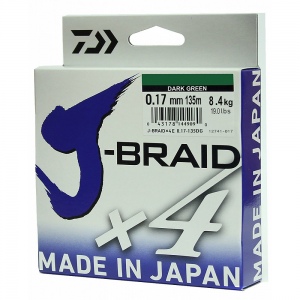 Леска плетеная DAIWA J-Braid X4 0,10мм /135м DARK GREEN