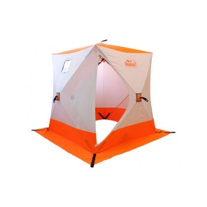 Палатка зимняя куб СЛЕДОПЫТ 1,8 х1,8 м, Oxford 210D PU 1000, 3-местная, цвет бело-оранжевый