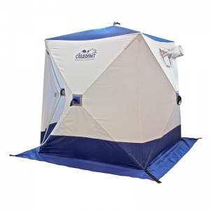 Палатка зимняя куб СЛЕДОПЫТ 2,1 х2,1 м, Oxford 210D PU 1000, 4-местная ,цвет бело-синий