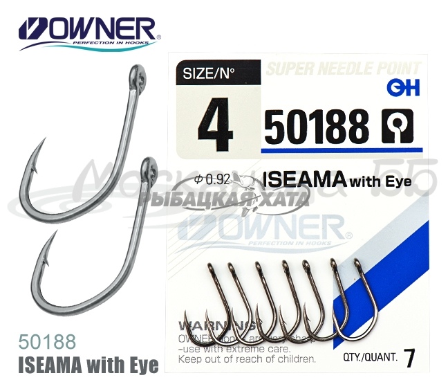 Одинарный крючок OWNER Iseama with Eye  №4 50188-04 фото 1