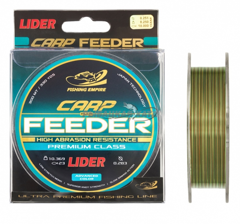 Леска монофильная LIDER CARP plus FEEDER CAMOU 300 м 0,20 мм фото 1